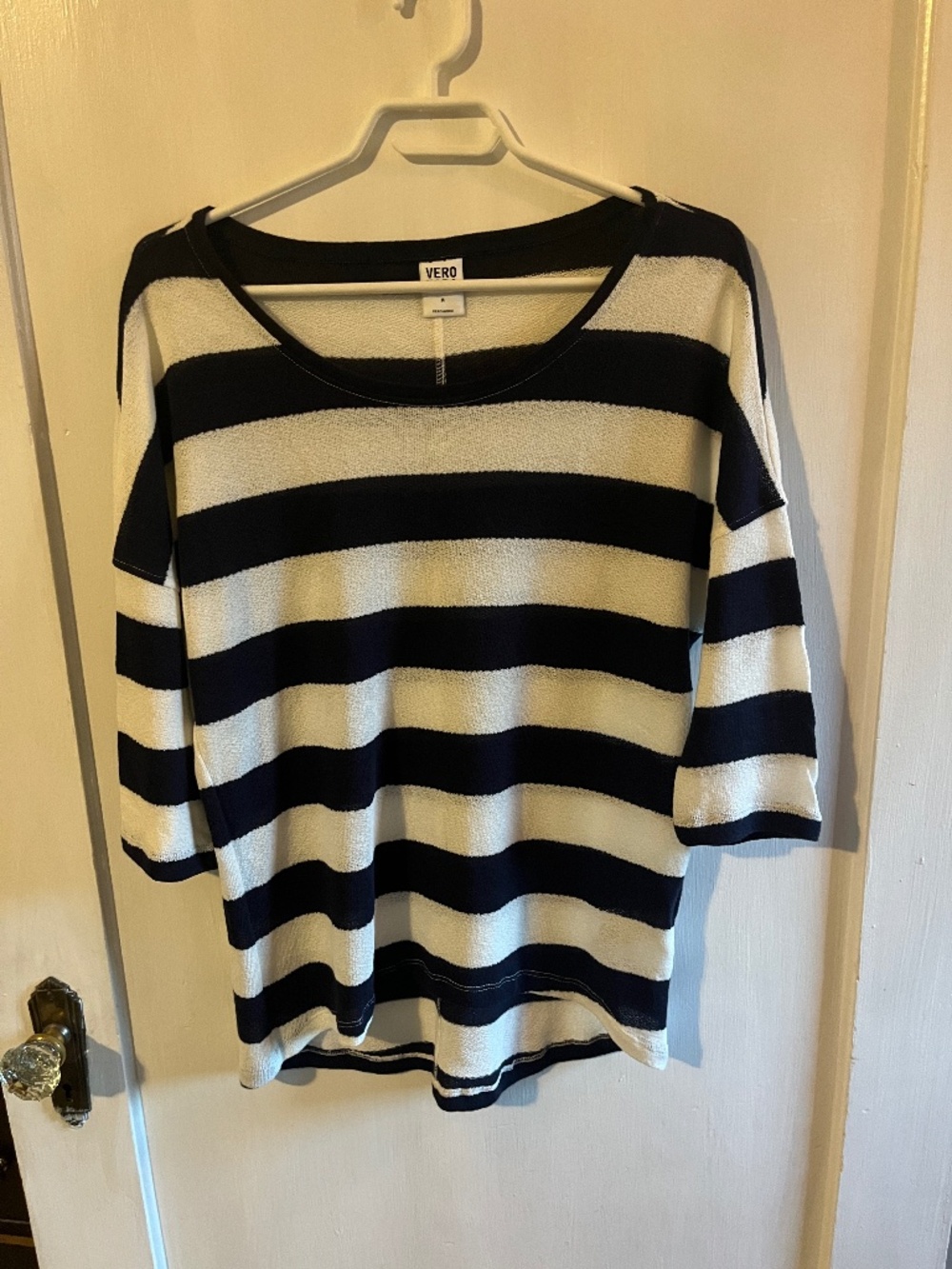 Vero Moda Blue and White Striped Knit Top - M